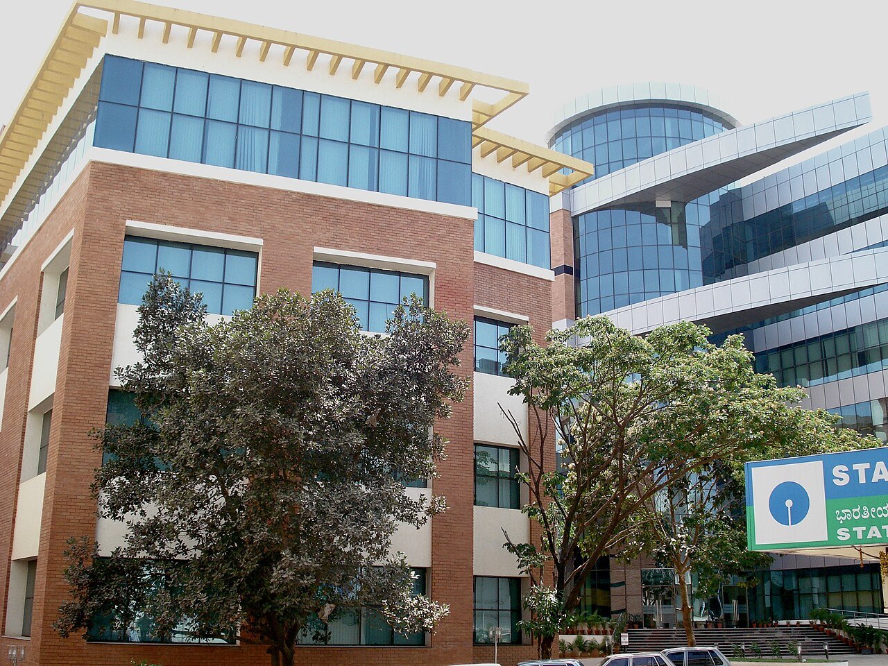 Brick and glass academic building at MIT Manipal